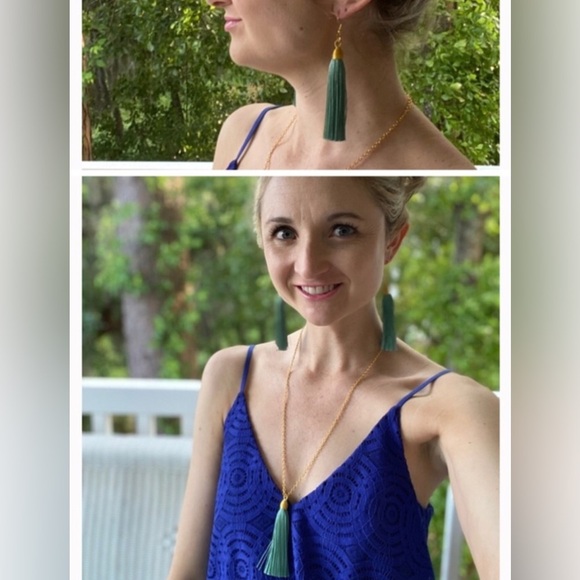 NWT Earring & Necklace Set in Teal and Gold. Beautiful for Fall! - Picture 7 of 7